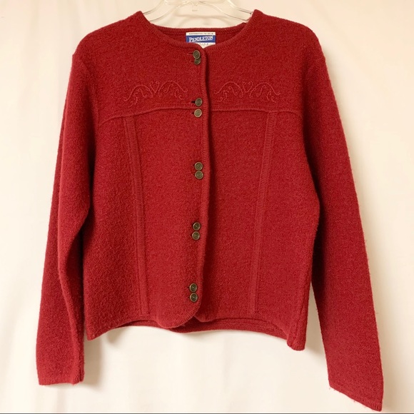 Pendleton Vintage Cardigan Red Button Up - Picture 2 of 7